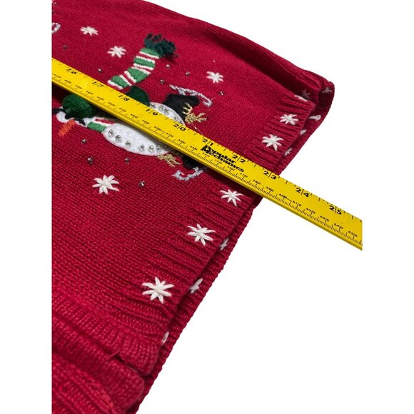Tiara International VTG Christmas Snowman Red Cardigan Sweater Zipper Front & Po - Picture 11 of 12